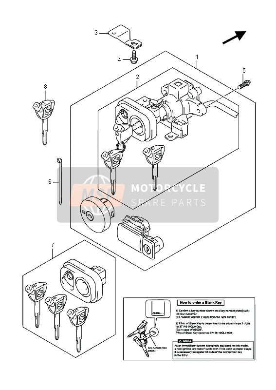 3714610GL1, Key,Blank (Imob, Suzuki, 0